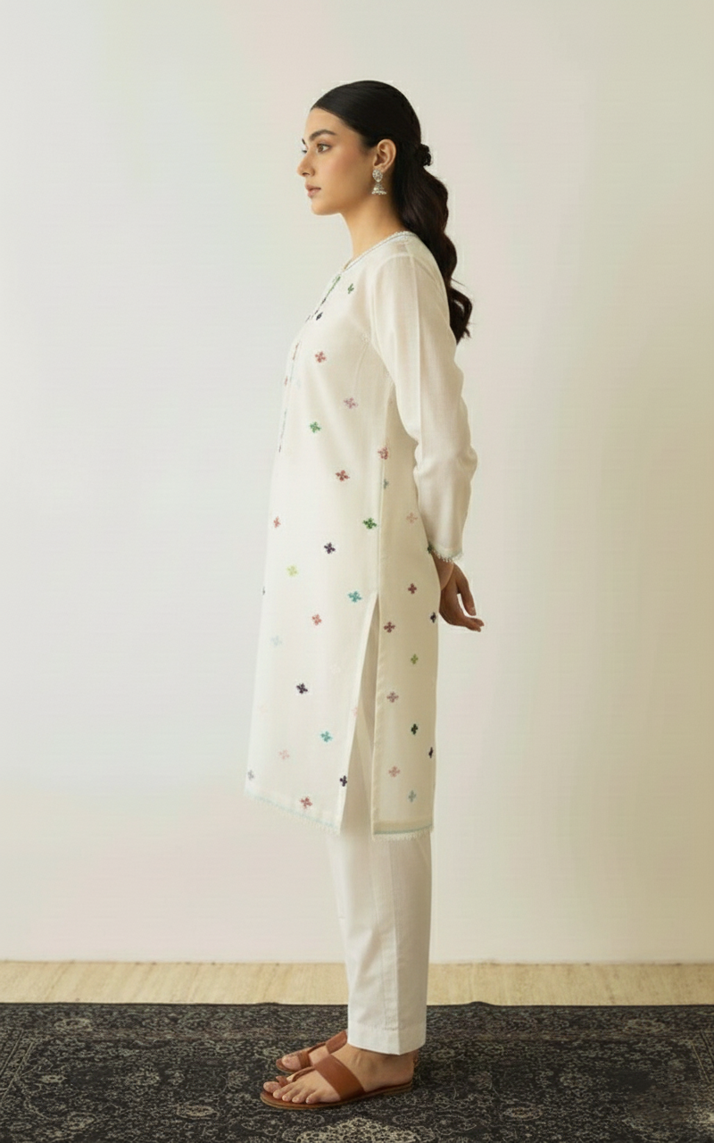 Pure Cotton Suit Set with Resham Detailing