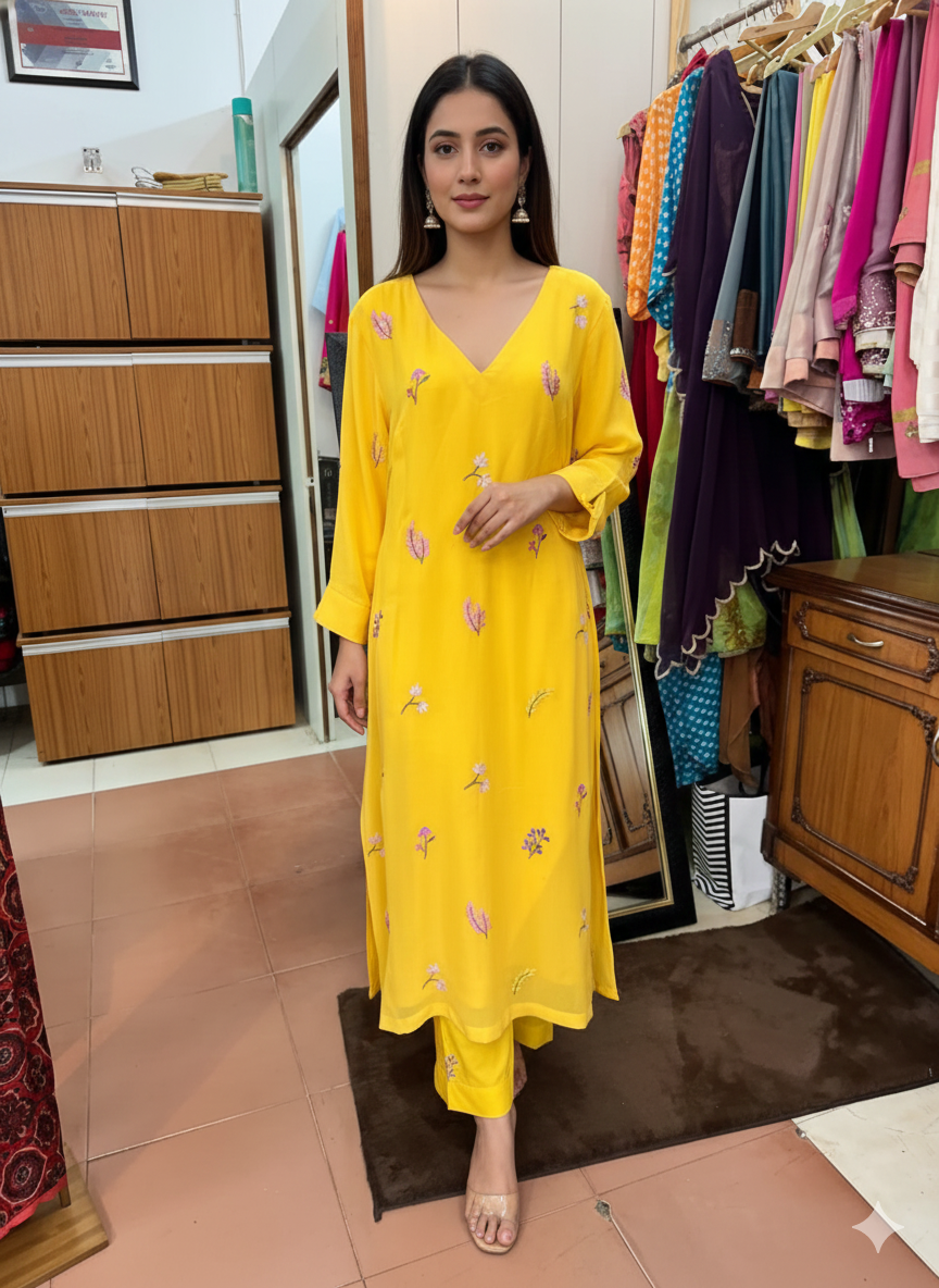 Georgette Ensemble with Delicate Resham Embroidery