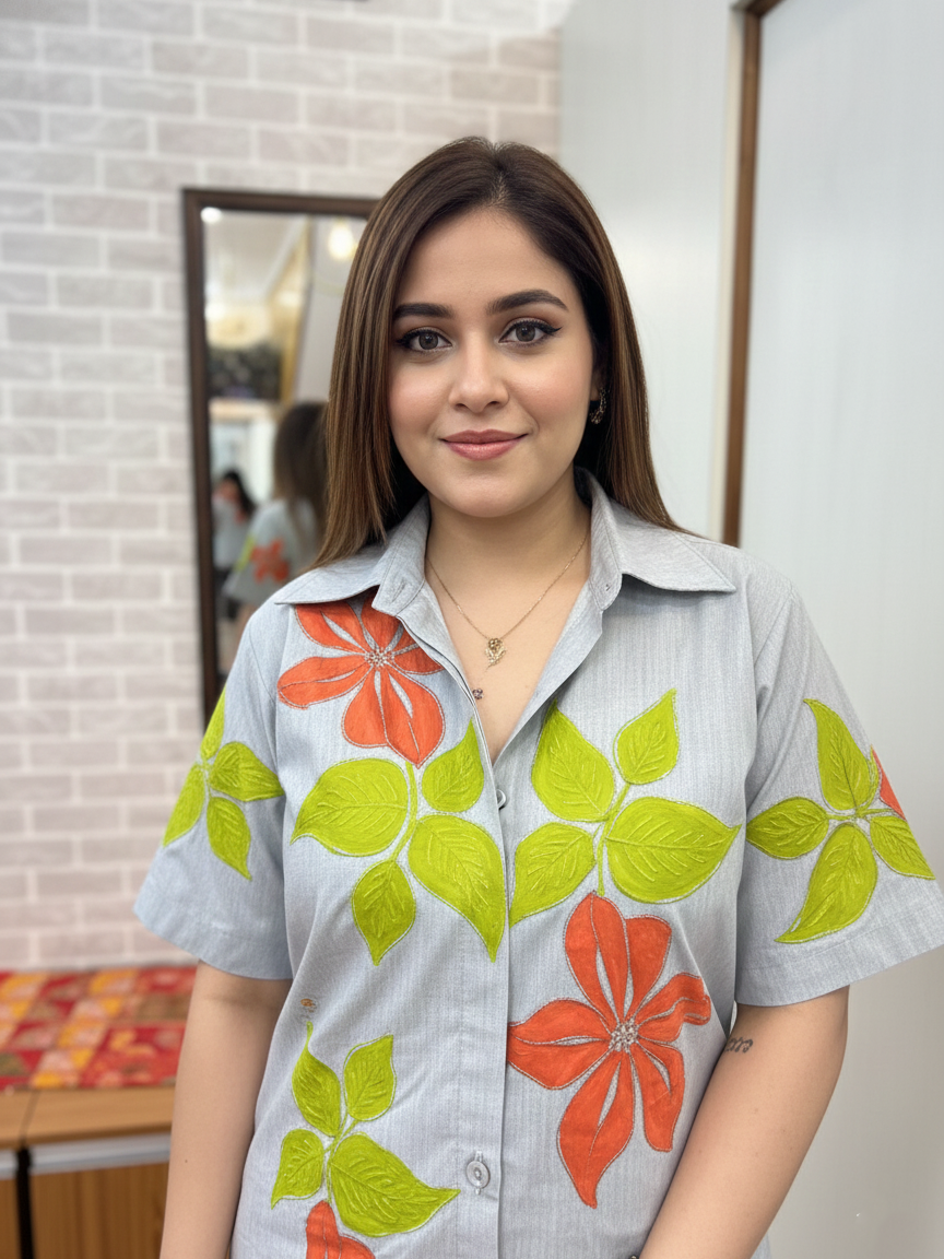 The Elegant Linen Co-Ord: Featuring Intricate Appliqué Detailing