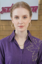 Royal Purple Embroidered Long Kurta Set with Lace Sleeves