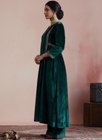 Silk Velvet Suit with Resham & Cutdana Embroidery