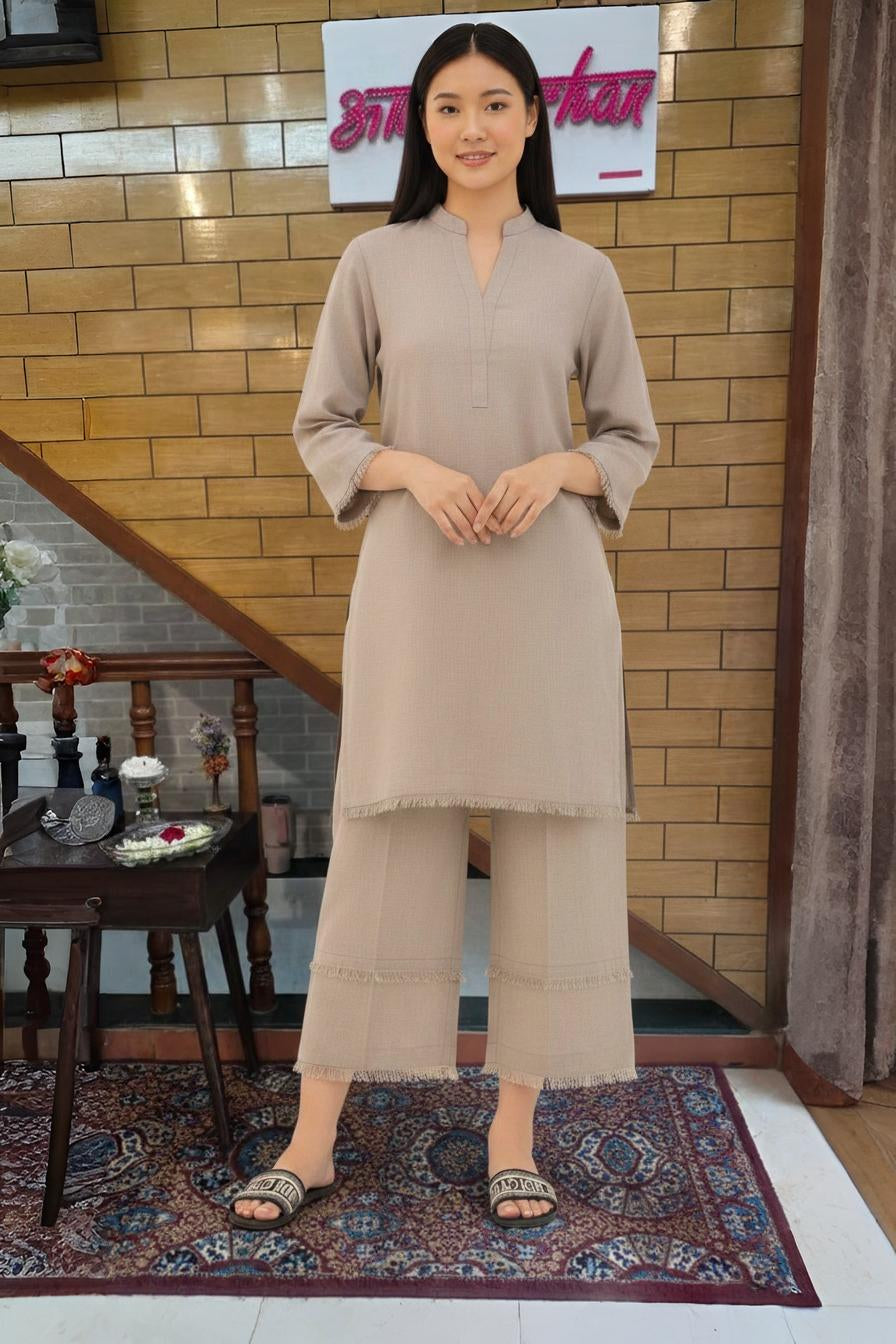 Minimal Sand Linen Kurta & Wide-Leg Pants Set