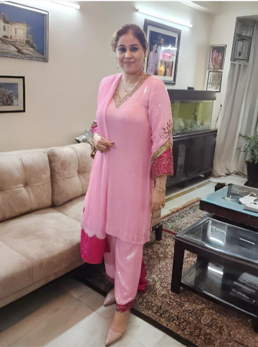 Georgette Pant Suit with Sequence & Appliqué Embellishment