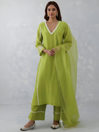 Modal Cotton Suit with Scalloped Organza Dupatta