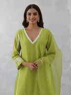 Modal Cotton Suit with Scalloped Organza Dupatta
