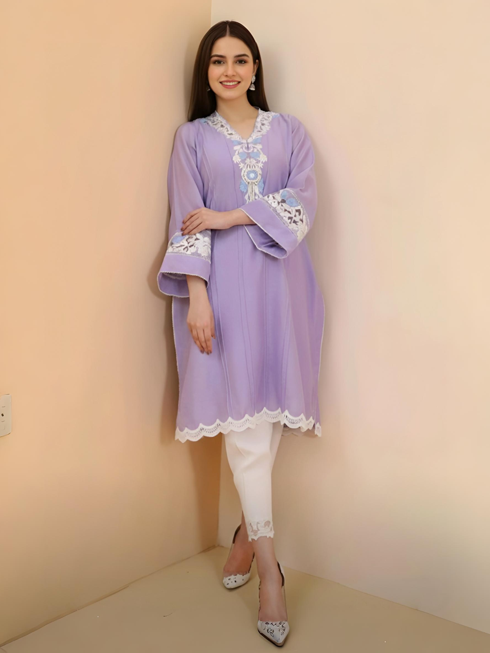 Resham Work and Cutwork Detailed Cotton Suit Set