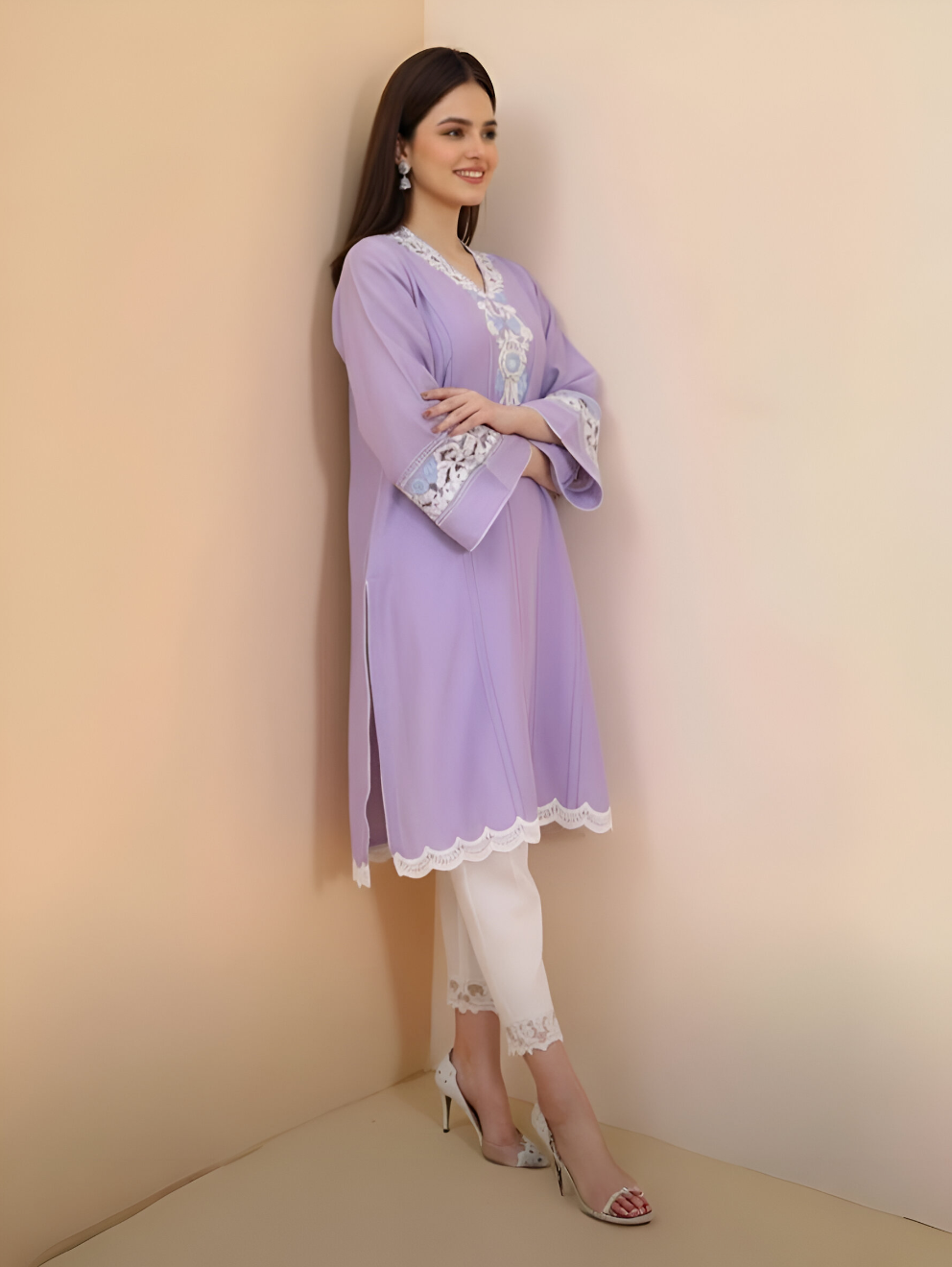 Resham Work and Cutwork Detailed Cotton Suit Set