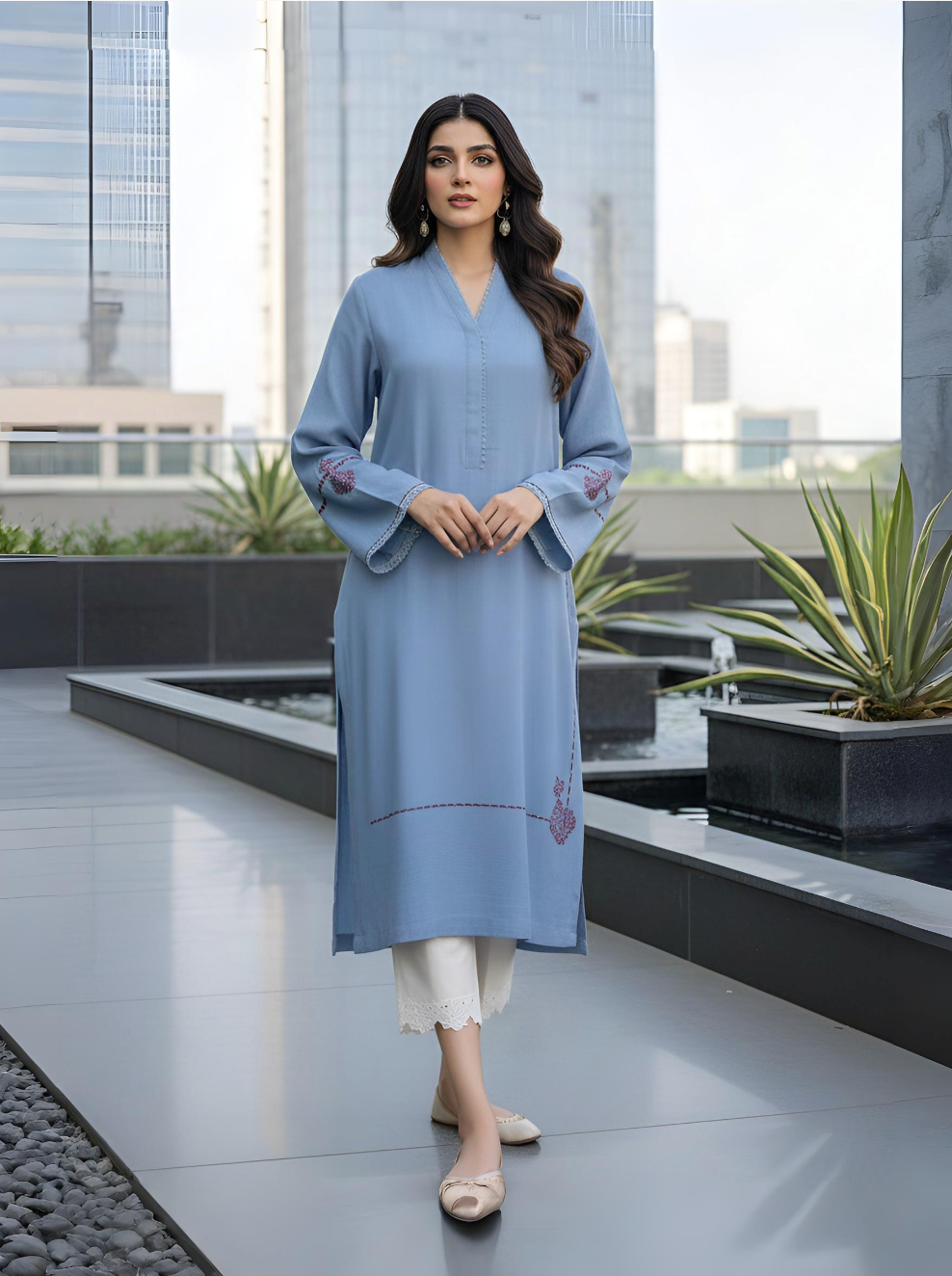 Resham Radiance: Elegant Cotton Suit Ensemble