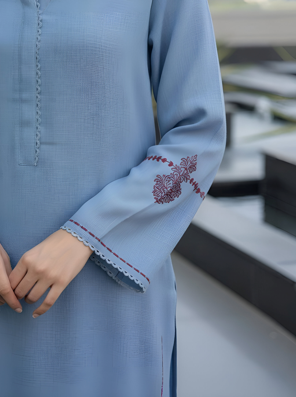 Resham Radiance: Elegant Cotton Suit Ensemble