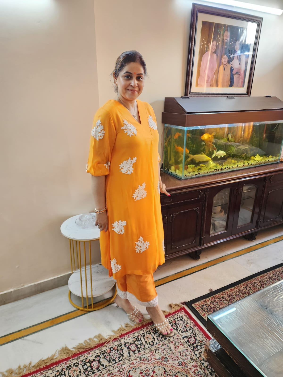 Georgette Pants Suit with Traditional Aari Work Embroidery