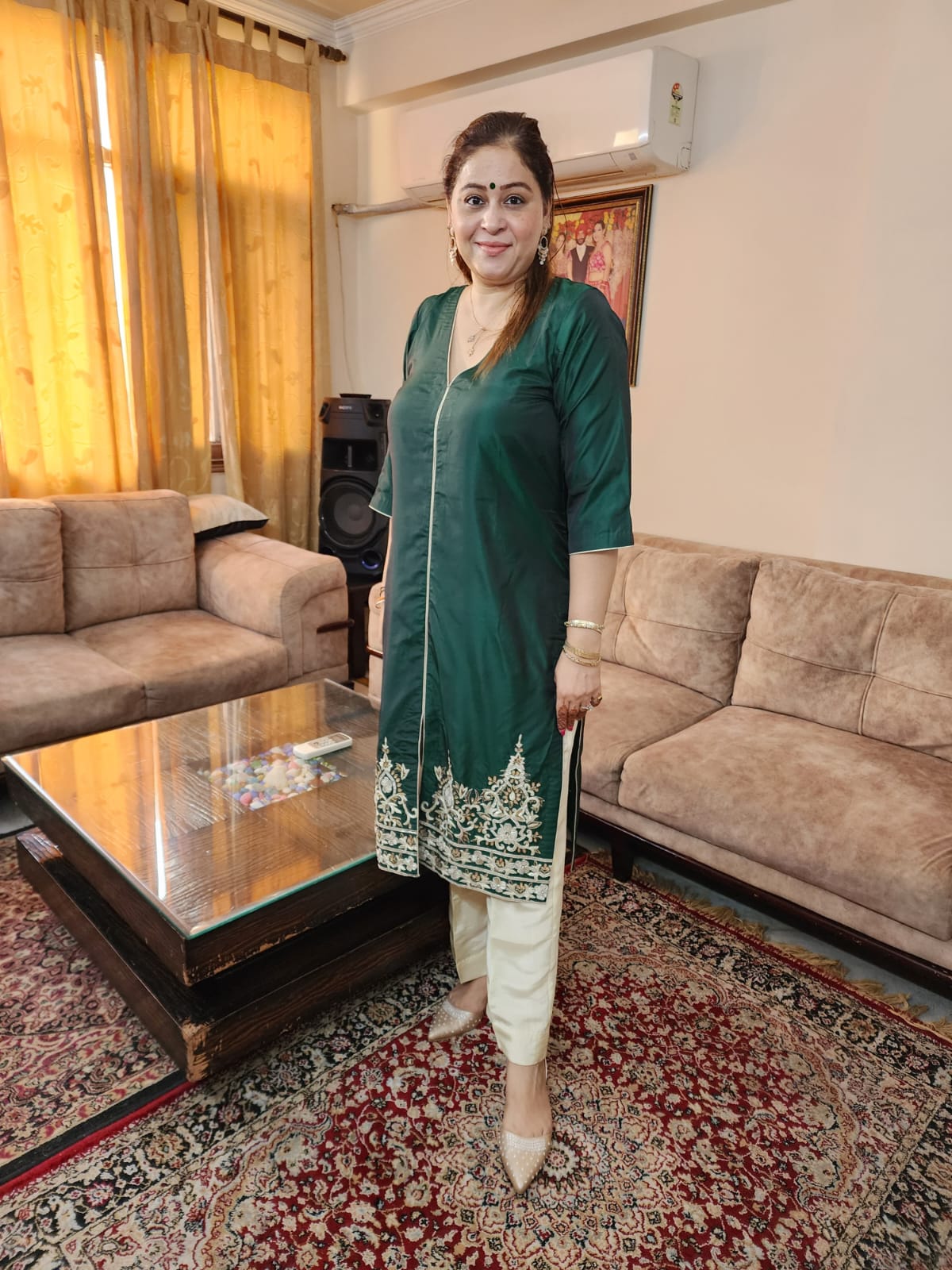 Silk Suit with Intricate Dabka and Zari Work Embroidery