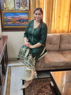 Silk Suit with Intricate Dabka and Zari Work Embroidery