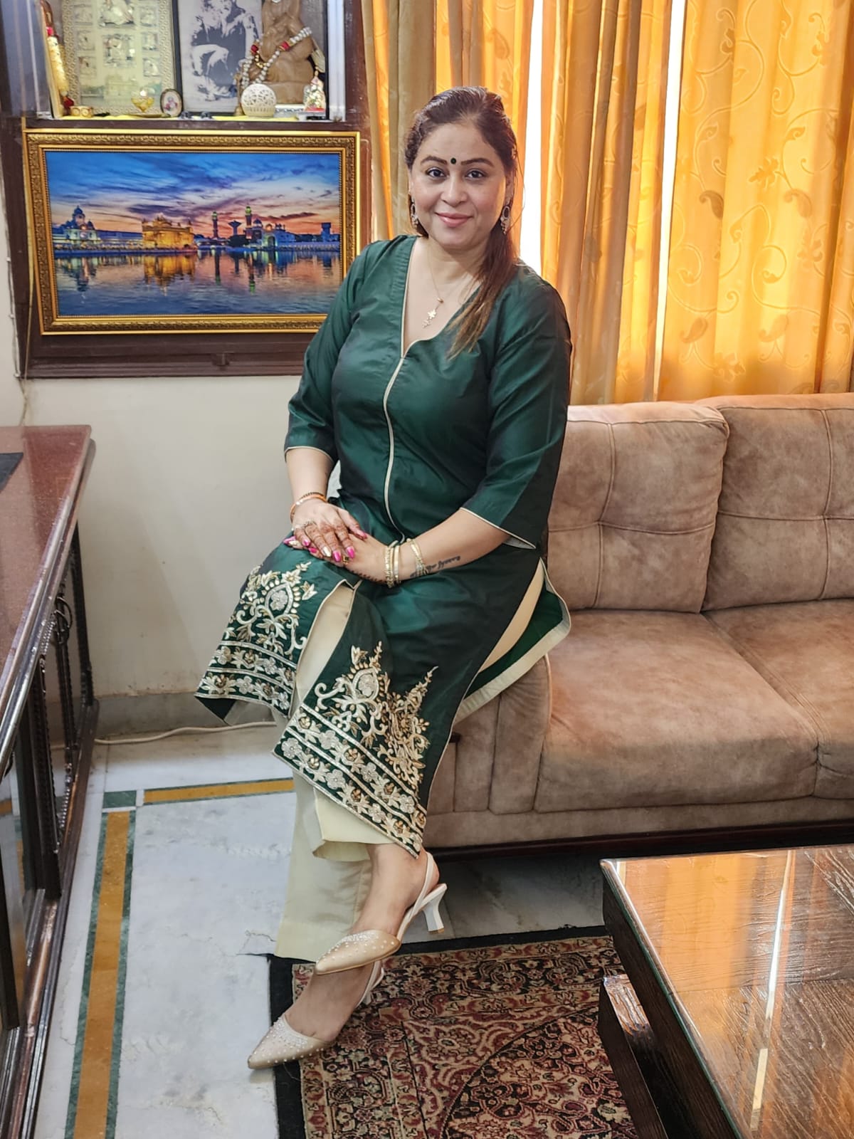 Silk Suit with Intricate Dabka and Zari Work Embroidery