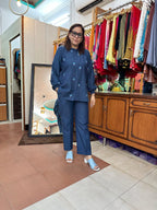 Smart Casual Resham Work Co-ord in Breathable Cotton Linen