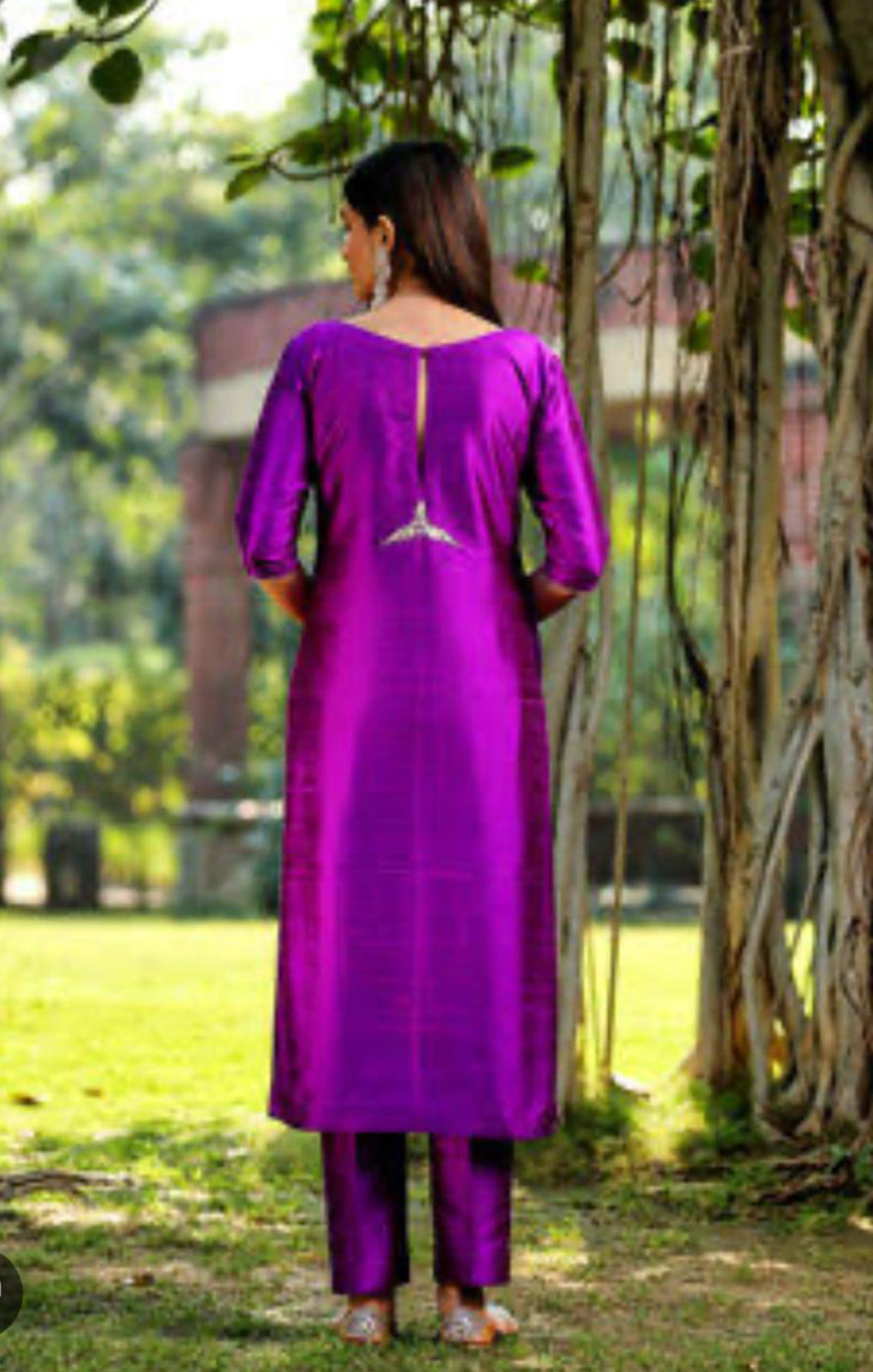 Shimmering Silk Suit Set Featuring Cutdana and Sequin Embellishments