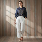 Soft Malmal Cotton Top with Resham Embroidery