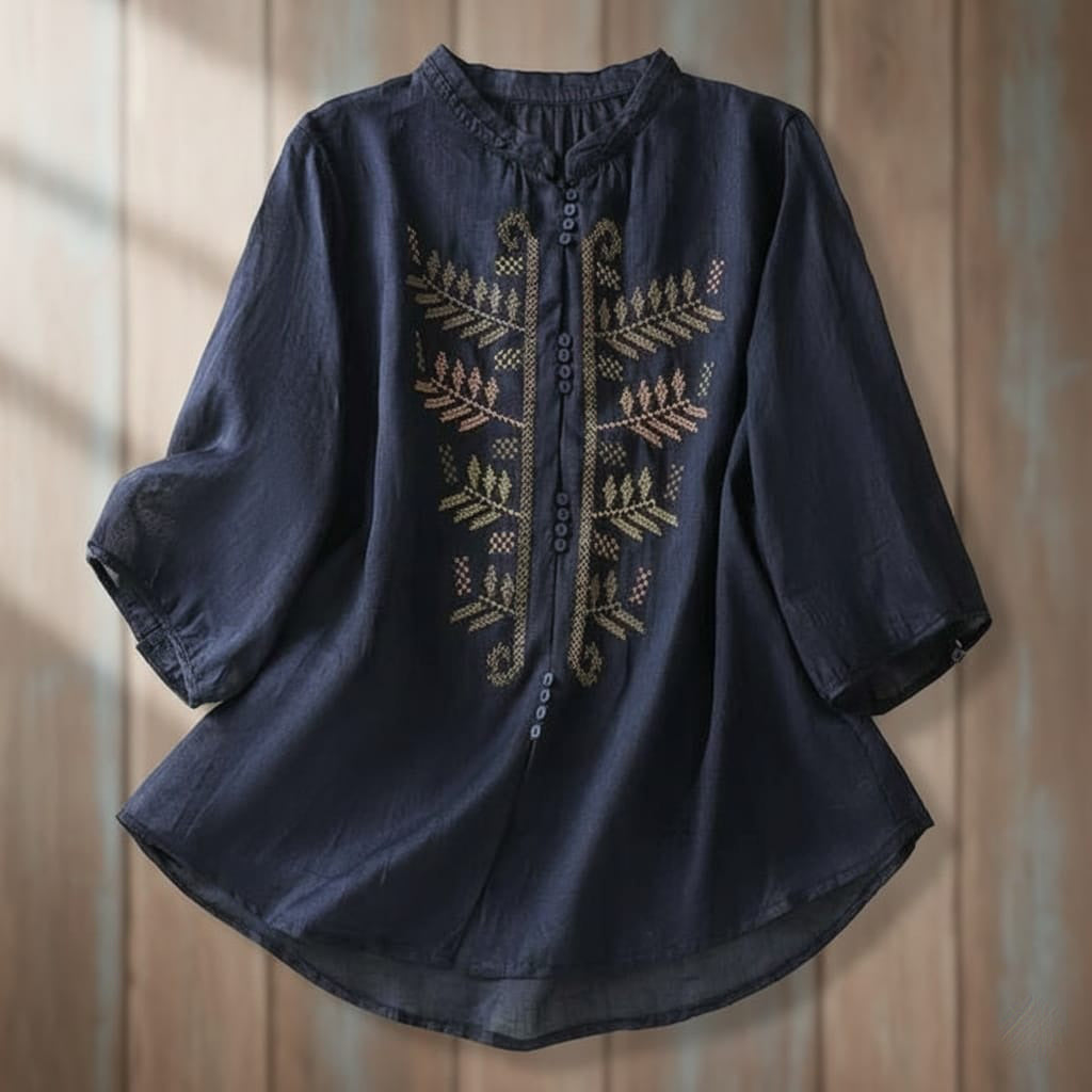 Soft Malmal Cotton Top with Resham Embroidery