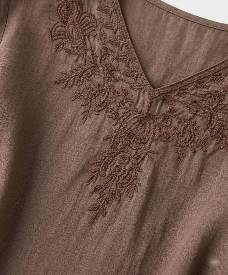Lightweight Cotton Top Featuring Intricate Resham Embroidery