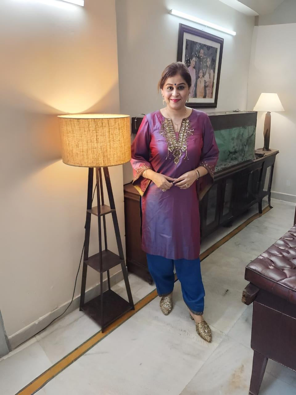 Silk Salwar Suit with Rich Zardozi Embroidery