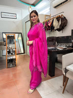 Organza Saree with Fine Resham and Cutdana Work Embroidery