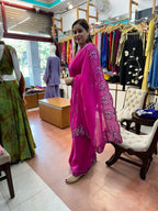 Organza Saree with Fine Resham and Cutdana Work Embroidery